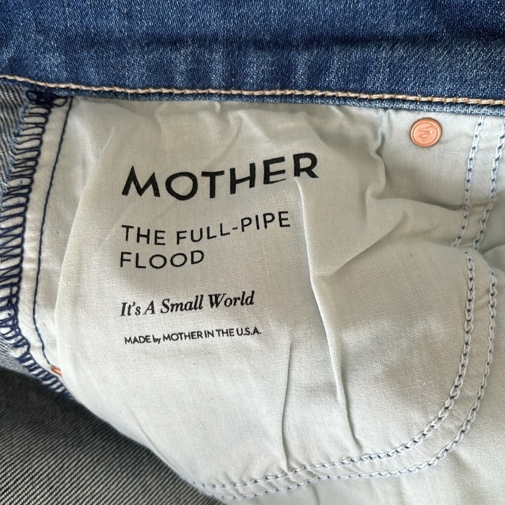 * sold * MOTHER NWT Full Pipe Flood It’s a Small World Jeans size 26 high waist - Picture 11 of 16